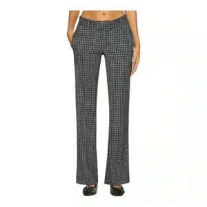 Revolve Free People Black Gray Checked Trouser Pants Low Rise Flare Size 4